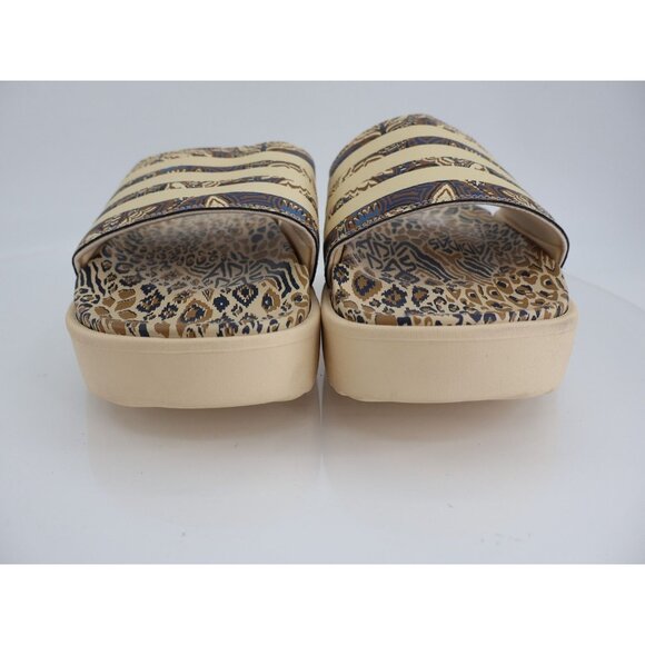 Adidas Adilette Platform Sandal Slide Crystal Sand Animal Print Men Size 11 Tan - Picture 2 of 13